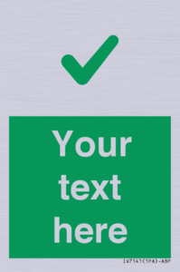 Custom green background, green tick sign